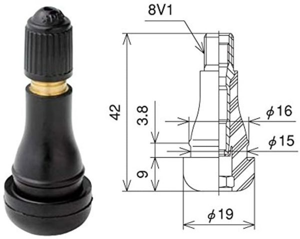 チューブレスタイヤゴムバルブ 4個セット TR413CL パッキン付き 太平洋パシフィック TR-413 チューブレスタイヤ用スナップインバルブ 安心の日本製 - 画像 (2)