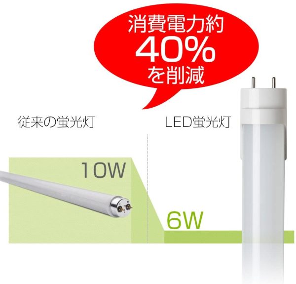 Tengyuan LED蛍光灯 10W形 直管 led 6W 蛍光管10W形 33cm 昼光色 グロー式工事不要 10W形 G13 照明 蛍光管 【1本入り】 - 画像 (2)