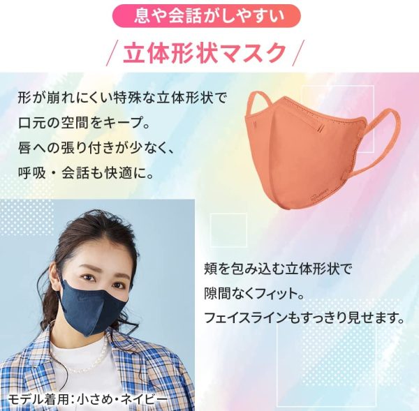 アイリスオーヤマ マスク 不織布 カラーマスク 立体マスク DAILY FIT MASK ふつうサイズ 5枚入 個包装 RK-D5MXC アッシュピンク - 画像 (4)