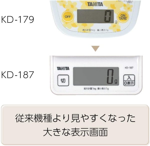 タニタ クッキングスケール キッチン はかり 料理 デジタル 1kg 1g単位 ホワイト KD-187 WH - 画像 (5)