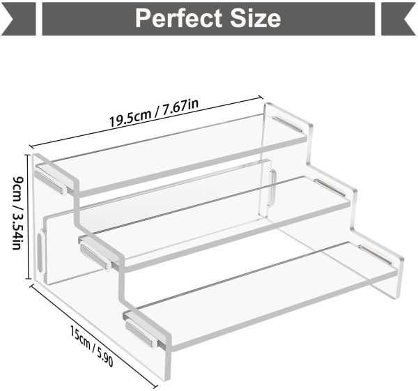 MerryNineアクリル製ディスプレイスタンド、厚さ4mmの 光沢ディスプレイスタンド3層で、人形、彫像、モデルなどの収納に最適です。 (20cm, トランスペアレント) (20cm, トランスペアレント) - 画像 (6)