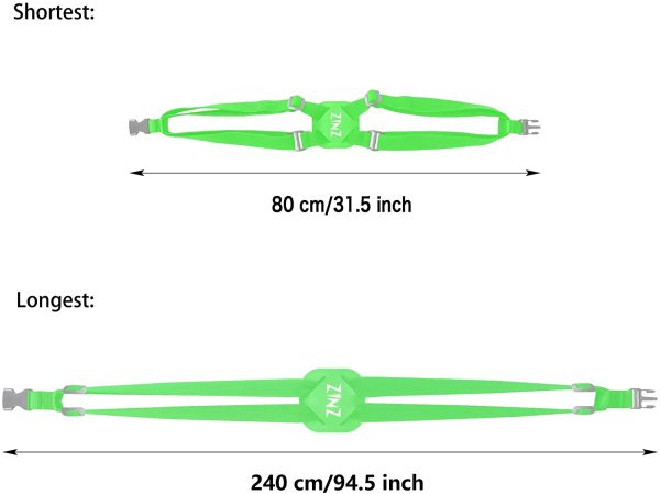 ZINZ 旅行便利グッズ バッグとめるベルト 便利グッズ 多用 調整可能 軽量 荷物用弾力固定ベルト ずり落ち防止 グリーン - 画像 (5)