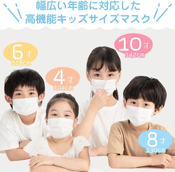 マスク 不織布 カラーマスク 血色 カラー 小さめ (小顔) 普通 サイズ 子供用マスク 使い捨てマスク 50+1枚 血色マスク やわらかマスク - 画像 (6)