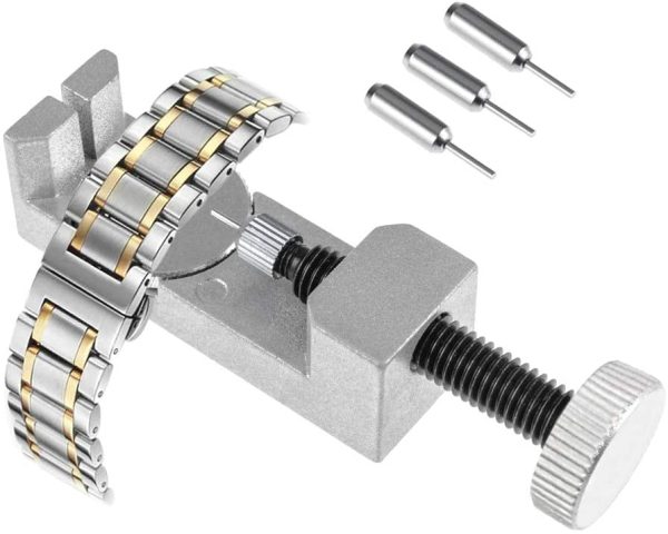 時計 工具 腕時計 ベルト調整 バンド交換 修理 メンテナンス スペアピン付き シルバー - 画像 (2)