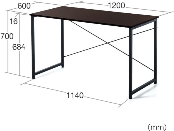 パソコンデスク 幅120×奥行60cm モニターアーム取付対応 机 PCデスク 組立簡単 ダークブラウン 100-DESKF004BR - 画像 (2)