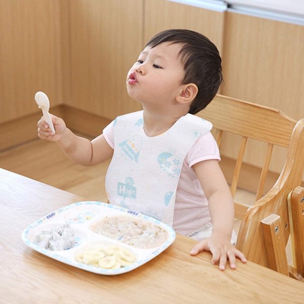 使い捨て エプロン お食事エプロン 携帯用 よだれ掛け ビブ 離乳食 防水加工 ３重防水 お出かけ おしゃれ 出産祝い 60枚入り - 画像 (6)