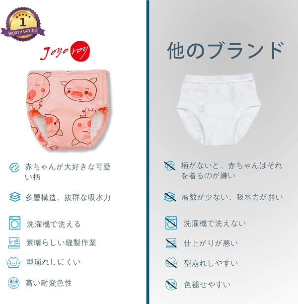 トレーニングパンツ 女の子　セット　綿　トレーニングパンツ ガーゼ　ベビー用　ショーツ　トレパン　吸水性　通気性　動物柄 80-120㎝　オールシーズン　ベビー服　出産祝い - 画像 (4)