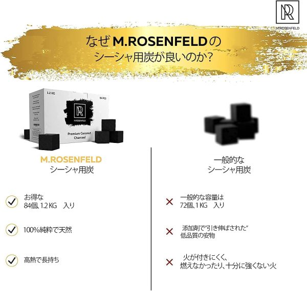 プレミアム品質のシーシャ炭-1.2 KG 84 PSC 25 mmキューブシーシャ炭-天然ココナッツ水ギセル炭-水ギセルセット用の天然炭練炭 - 画像 (4)