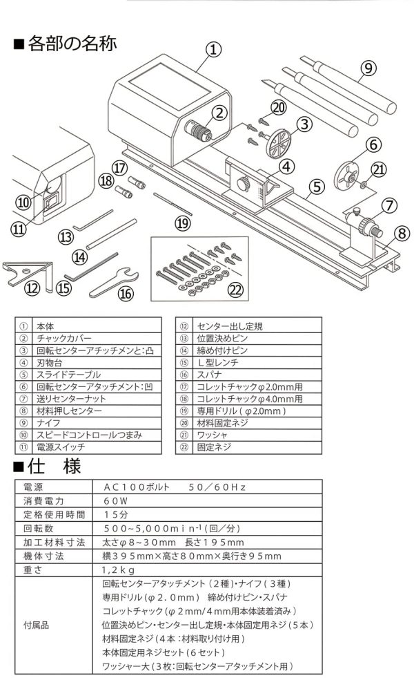 ミニウッドレース 小型卓上木工旋盤 ウキ?ルアーの制作に便利 No.28140 - 画像 (2)