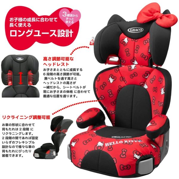 GRACO(グレコ) ジュニアシート ジュニアプラスDX ハローキティ 3歳頃からロングユース - 画像 (5)