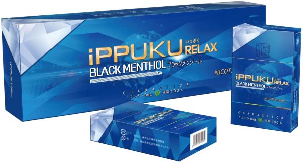 【再入荷】iPPUKU RELAX 茶葉スティック ブラックメンソール 【1カートン(10箱)】禁煙用スティック《日本初！火を点けて吸う100%茶葉スティック 嫌な匂いを軽減 甘みを極限にまで抑えた高刺激のメンソール 最高峰の刺激 》ニコチンゼロ タバコ代用品 禁煙サポート - 画像 (2)