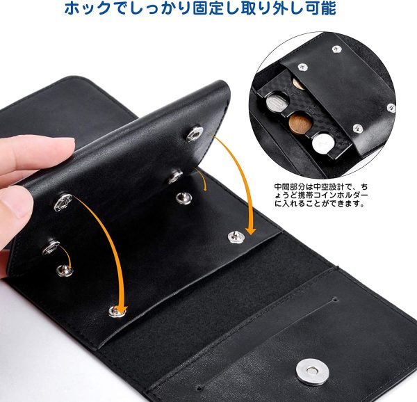 携帯用コインホルダー 専用ケース 財布 三つ折 小銭入れ カードポケット お札ポケット コイン収納 コインを分類できる 軽量 コンパクト片手で取り出せ 小銭財布2775円収納でき ブラック - 画像 (6)