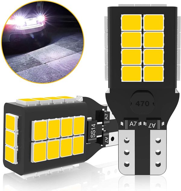 T16 LED バックランプ 爆光 2400ルーメン キャンセラー内蔵 バックランプ T16 / T15 2835LED 27連 12ヶ月保証 12V-24V 無極性 ホワイト 後退灯 バックライト (2個セット) - 画像 (3)