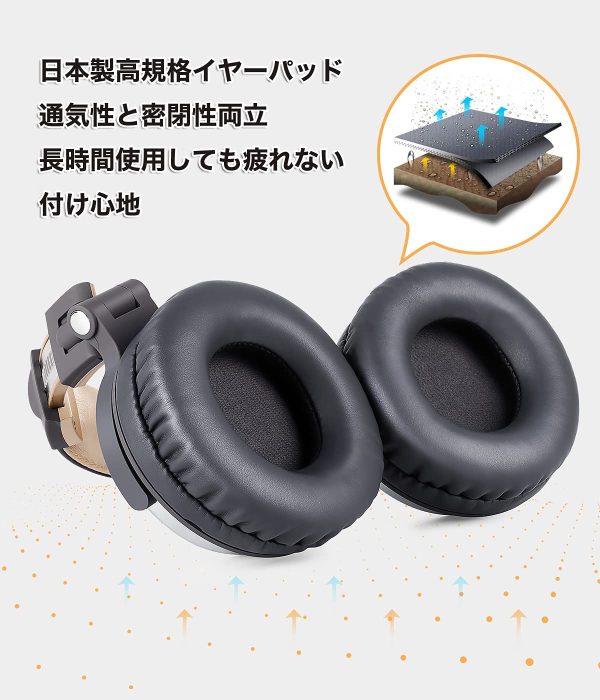 OneOdio ヘッドホン 有線 オーバーイヤーヘッドホン 二穴接続 DJ用 モニターヘッドホン マイク付き ヘッドフォン HiFi 楽器練習 音楽鑑賞 映画鑑賞 在宅勤務 ライブ テレワーク Pro10 グレー - 画像 (8)