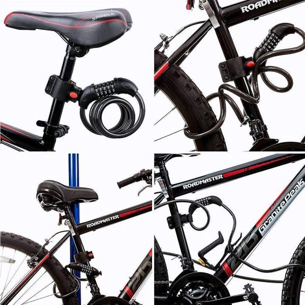 バイク ダイヤルロック ワイヤーロック 自転車ロック 長1200/1500mm 横断面直径12mm 5桁 防盗 - 画像 (4)