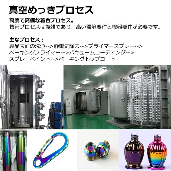 5個入 カラビナ ミニカラビナ スナップフック SUS420J2 ステンレス鋼 軽量 耐久性 おしゃれ 多機能 スプリングフック 4.5cm (虹色) - 画像 (3)