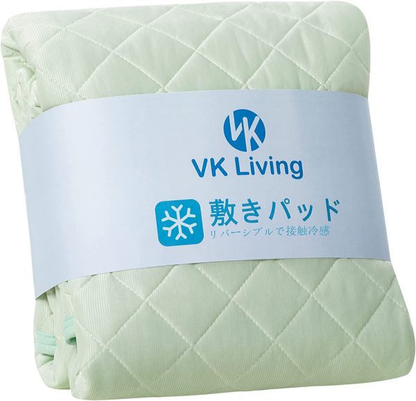 VK Living 敷きパッド 夏用 シングル リバーシブル 冷感 しきぱっと ひんやり シーツ オールシーズンで使える 吸湿速乾 洗える ベッドパッド 防ダニ 抗菌防臭 100×200cm グリーン - 画像 (5)