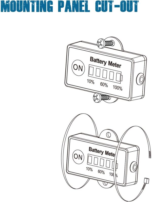 Runleader RL-BI005（鉛蓄電池）電圧計 自動車オートバイEバイクの芝刈り機ATV uのTV用のバッテリ残量ゲージバッテリメーターの12V24vtエステル - 画像 (2)