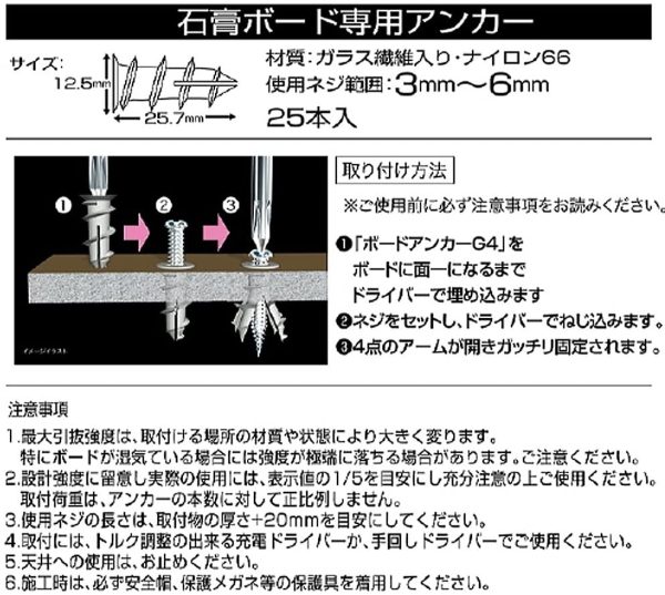 YAMASHIN ボードアンカー G4 25本