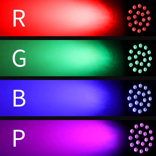 BETOPPER 舞台照明 ステージライト 18*0.9W LED Par Light RGB DMX512 /サウンドアクティベートDJライト プリインストール リモコン カラフル Party Light for 演出/舞台照明用ライト ホームパーティー/ディスコ/パーティー/KTV/結婚式/クラブ/バー イルミネーション(LPC016*4) - 画像 (4)