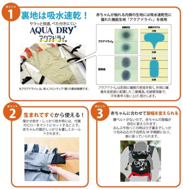 日本エイテックス サンクマニエルプレール 新生児から使える5WAY抱っこひも ウェーブグレー - 画像 (5)