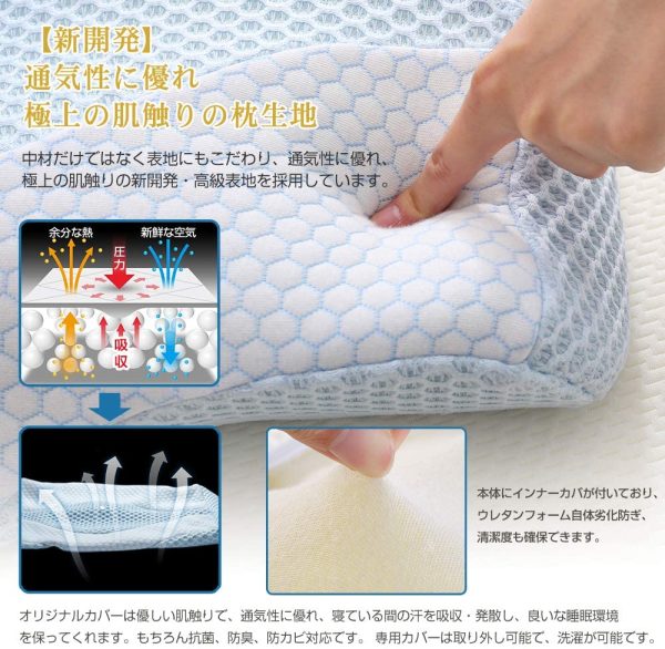 MyeFoam 枕 安眠 肩がラク 低反発 まくら 中空設計 頭?肩をやさしく支える 低反発枕 仰向き 横向き プレゼント 洗える - 画像 (5)