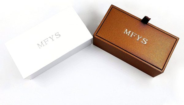 MFYS Jewelry ブラックオニキス シルバー ラウンド ファッション メンズ カフス （カフスボタン?カフリンクス） 専用ジュエリーBOX付 - 画像 (5)