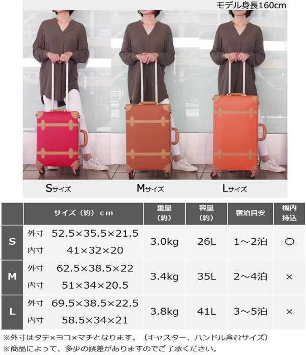 MOIERG(モアエルグ) キャリーバッグ キャリーケース スーツケース 22色3サイズ 軽量 [71-55052-73](S, オレンジ)3年保証 修学旅行 トランクケース TSAロック おしゃれ かわいい - 画像 (3)