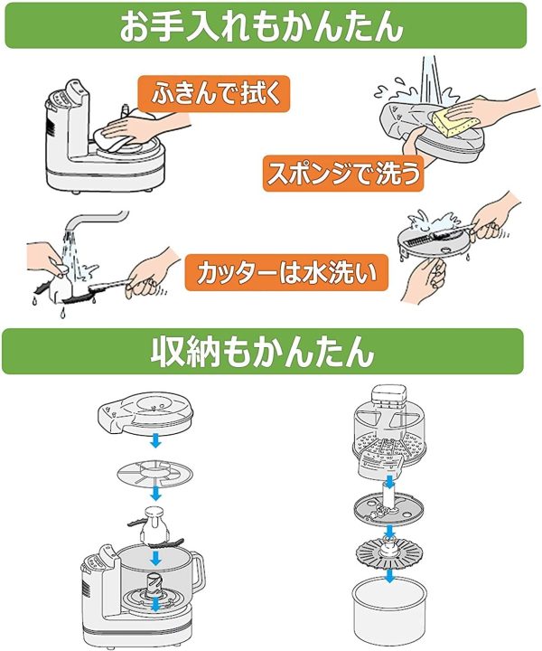 パナソニック フードプロセッサー 1台8役(きざむ?する?混ぜる?おろす?粗おろし?こねる?スライス?千切り) 離乳食 MK-K81-W - 画像 (6)