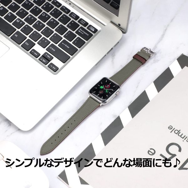 YOFITAR Apple Watch 用バンド 本革 45mm/44mm/42mm/41mm/40mm/38mm アップルウォッチ 交換ベルトレザー Apple Watch Series 7/6/SE/5/4/3/2/1 対応 iWatch バンド Apple Watch アクセサリー 牛革 メンズ レディース（グレイ,41mm 40mm 38mm）