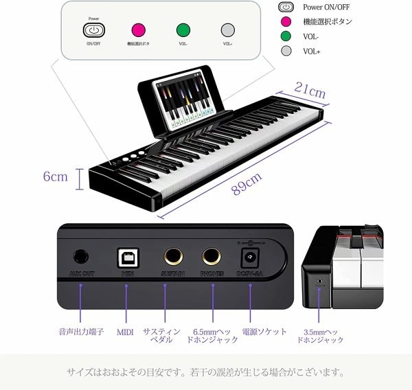 TERENCE 電子キーボード 140音色128リズム キーボード 61鍵盤 初心者向けキーボード レッスンモード タッチレスポンス機能 2way給電 手軽に持ち運びやすい Z型スタンド 譜面台 日本語取扱説明書付き - 画像 (8)