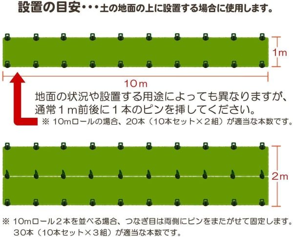 Uピン杭 黒丸付 防草シート 固定用 人工芝 おさえピン 15cm 100本セット - 画像 (8)