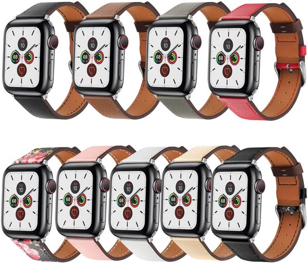 YOFITAR Apple Watch 用バンド 本革 45mm/44mm/42mm/41mm/40mm/38mm アップルウォッチ 交換ベルトレザー Apple Watch Series 7/6/SE/5/4/3/2/1 対応 iWatch バンド Apple Watch アクセサリー 牛革 メンズ レディース（グレイ,41mm 40mm 38mm） - 画像 (6)