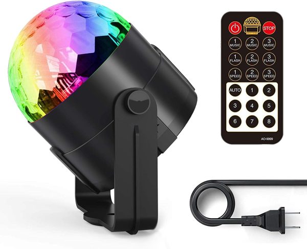 ディスコライト、サウンドアクティブ化されたDJディスコライト回転ボールライト5W 8モードRGB LEDステージライト屋外祝日ダンスパーティー誕生日DJバーカラオケクリスマスウェディングショークラブパブ - 画像 (7)