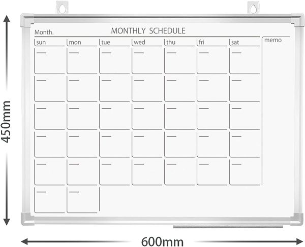 プラス ホワイトボード 壁掛け カレンダー 600×450mm PWK-0604SSC 428407 - 画像 (6)