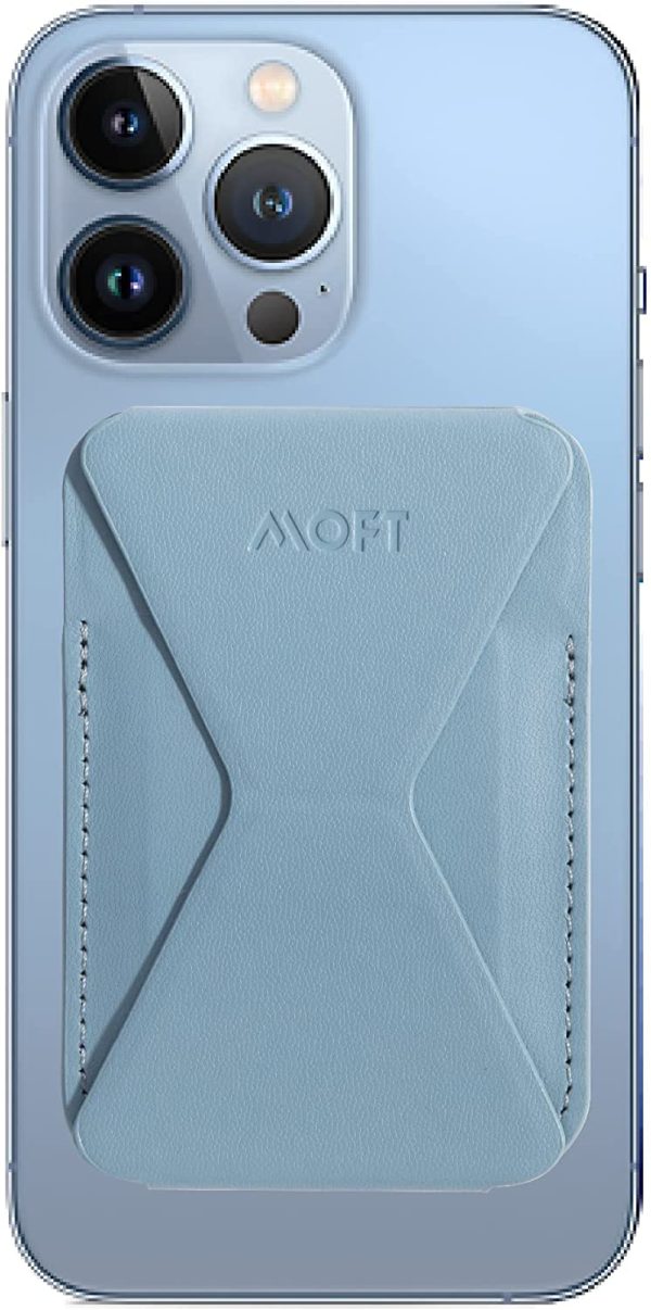 MOFT【ブランド ストア】マグネットスマホスタンド MagSafe対応 iPhone 12シリーズ対応/iPhone 13シリーズ兼用 カードケース機能 フロートタイプ角度調節 薄型軽量 折り畳み式 複合材質 内蔵磁石 (ウィンディブルー) - 画像 (5)