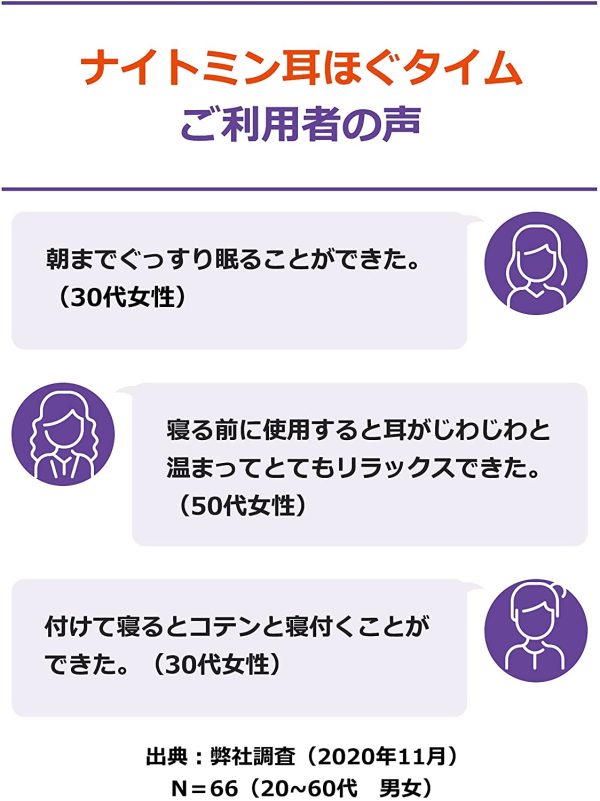 ナイトミン 耳ほぐタイム 睡眠用 寝付きづらい夜に じんわり温め 耳から リラックス 音を遮断 安眠 へ促す 本体1セット+発熱体5セット 小林製薬 - 画像 (3)