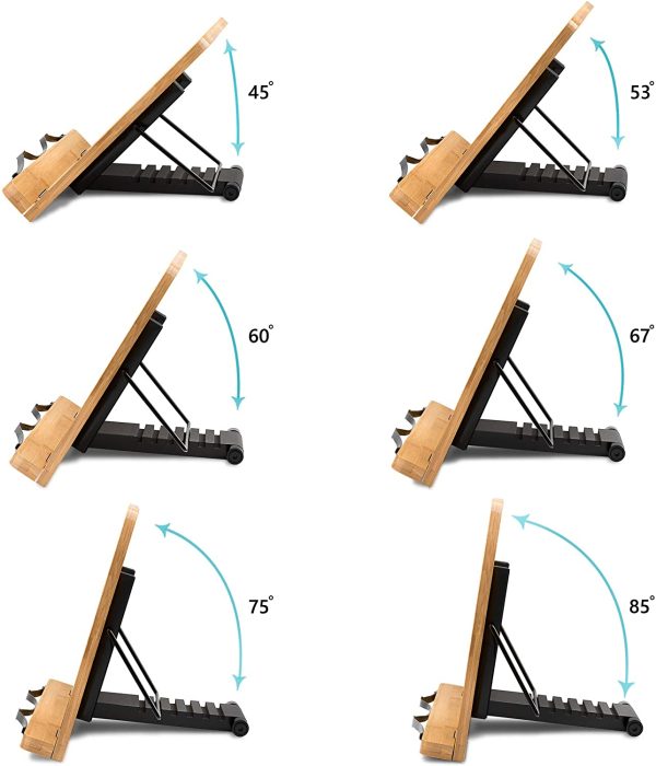 ブックスタンド 筆記台 書見台 読書台 本立て 6段階調整 竹製 - 画像 (3)