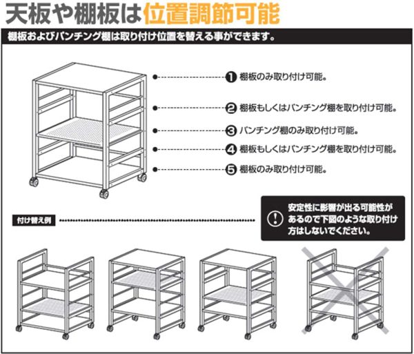 山善(YAMAZEN) サイドワゴン ココアブラウン/ブラック 53×40×63cm キャスター付き 53×40×63cm 耐荷重30kg NNGS-3R(CCB/BK) - 画像 (4)