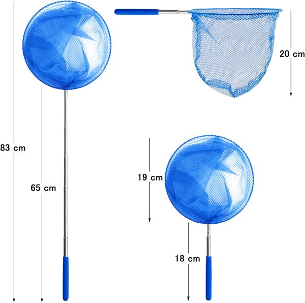 虫取り網 昆虫ネット 折りたたみ 伸縮式 5段伸縮 調節可能 約37-85cm 軽量 カラフル 夏休み 川遊び アウトドア 昆虫採集 魚取り 子供用 (4本セット) - 画像 (4)