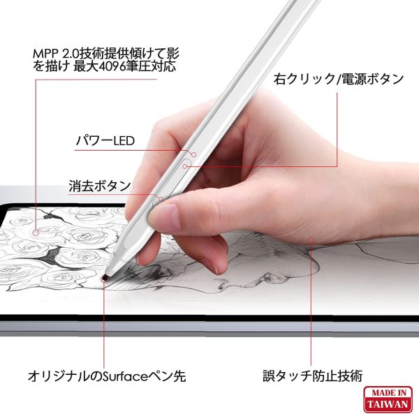 RENAISSER Surface用タッチペン 台湾製 Surfaceと完全に一致 磁気吸着機能 surface penと同じ初のD形デザイン 高速充電 4096圧力感度 ストリームラインのアルミ製本体 Raphael 520 - 画像 (2)