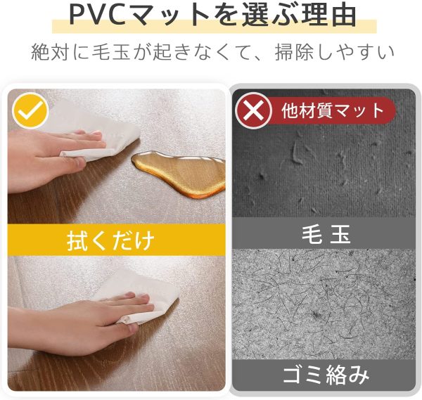 【Amazon.co.jp 限定】クモリ(Kumori) チェアマット クリア PVC 床保護マット 90X120cm 厚み2mm キズ防止 凹み防止  ゲーミングチェアマット 床暖房対応 滑り止め 冷蔵庫 フロアマット(90X120cm) - 画像 (6)