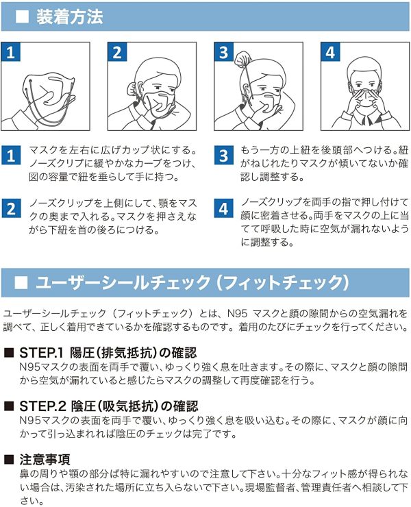 YICHITA YQD95 25枚入 1箱 医療用N95マスク 個包装 折畳式 頭掛け式 360度3D設計 NIOSH認証 FDA認証 ASTM F2100-19 LevelⅡ適合 - 画像 (4)