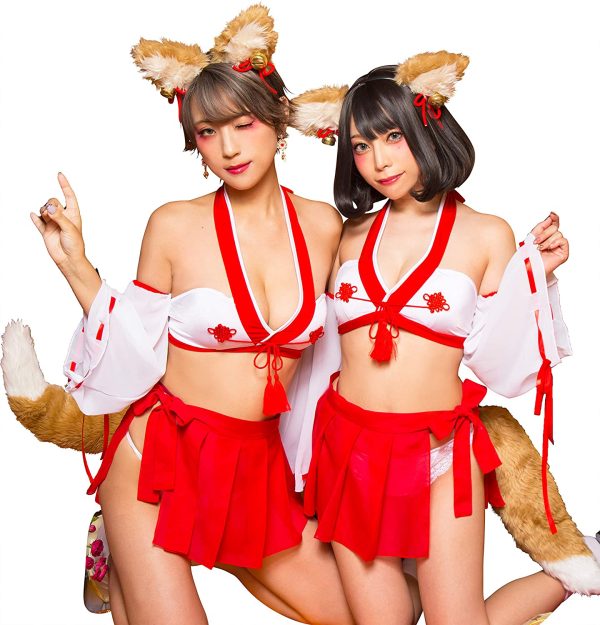 Party City SugarWhip コスプレ きつね巫女 レディース 赤