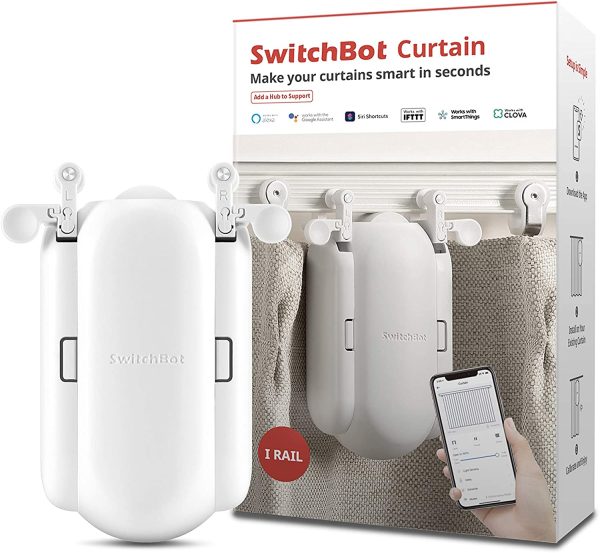 SwitchBot カーテン 自動 開閉 スイッチボット カーテン スマートホーム アレクサ - Google Home IFTTT イフト Siri LINE Clovaに対応 遠隔操作 取付簡単 充電可能 I型レールに対応 8kgまで対応 - 画像 (3)