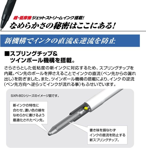 ボールペン替芯 ジェットストリーム 多色多機能 0.38 4色×2本入 SXR8038 - 画像 (5)