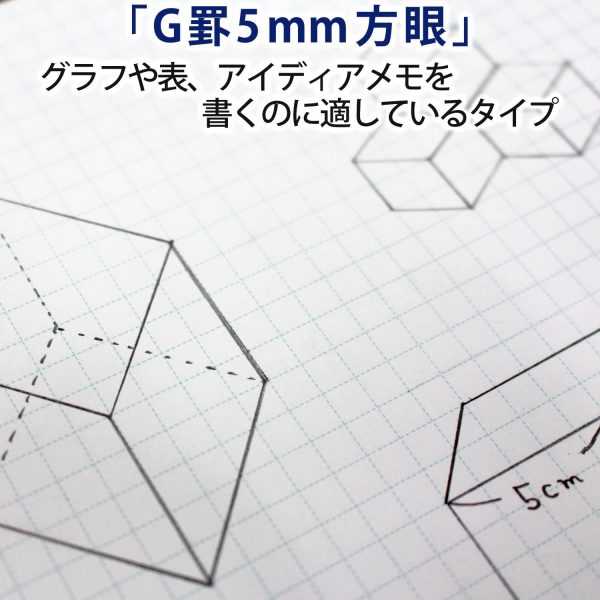 プラス ノート A4 G罫 5mm方眼 40枚 10冊パック 無線綴じ 76-715×10 - 画像 (5)